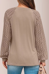 Willluxe® Women’s Pleated Lace Long Sleeve Blouse