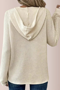 Willluxe® Waffle Knit Half-Button Hooded Top
