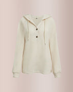 Willluxe® Waffle Knit Half-Button Hooded Top