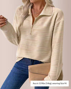 Willluxe® Textured Zipper Front Long Sleeve T-Shirt
