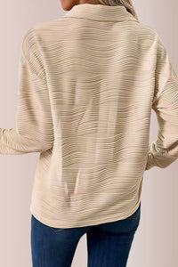 Willluxe® Textured Zipper Front Long Sleeve T-Shirt