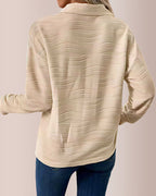 Willluxe® Textured Zipper Front Long Sleeve T-Shirt