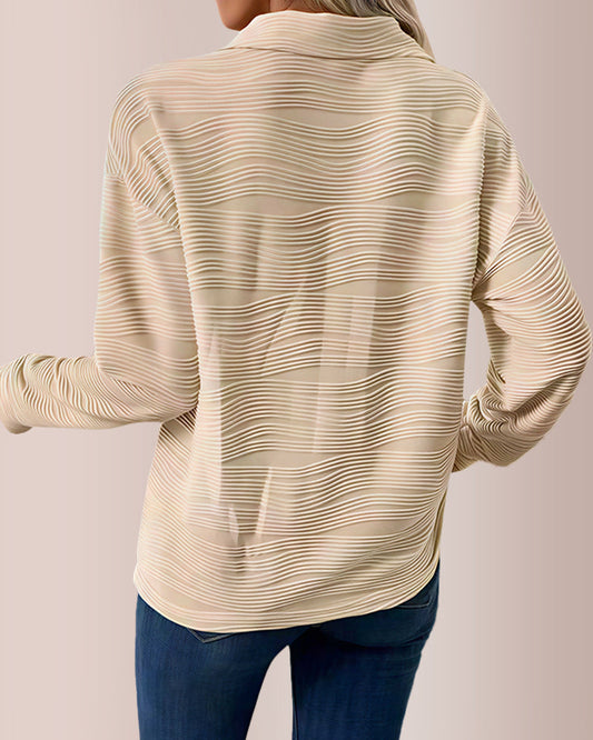 WILLLUXE® Textured Zipper Front Long Sleeve T-Shirt