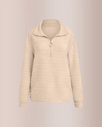 Willluxe® Textured Zipper Front Long Sleeve T-Shirt