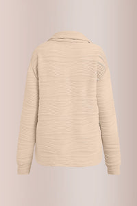 Willluxe® Textured Zipper Front Long Sleeve T-Shirt