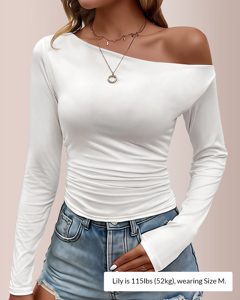 Willluxe® Women’s Off-Shoulder Long Sleeve Slim-Fit Layering Top