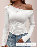Willluxe® Women’s Off-Shoulder Long Sleeve Slim-Fit Layering Top