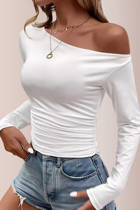 Willluxe® Women’s Off-Shoulder Long Sleeve Slim-Fit Layering Top