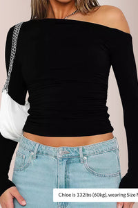 Willluxe® Women’s Off-Shoulder Long Sleeve Slim-Fit Layering Top