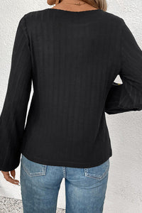Willluxe® Crochet Lace Ribbed Knit Top
