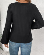 Willluxe® Crochet Lace Ribbed Knit Top