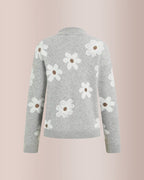 Willluxe® Floral Pattern Half Zip High Neck Sweater