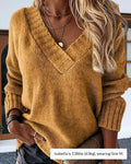 Willluxe® Solid Ribbed V Neck Long Sleeve Sweater