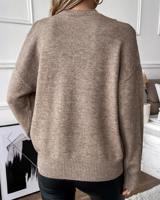 WILLLUXE® Solid Ribbed Cold Shoulder 2-In-1 Sweater