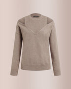 Willluxe® Solid Ribbed Cold Shoulder 2-In-1 Sweater