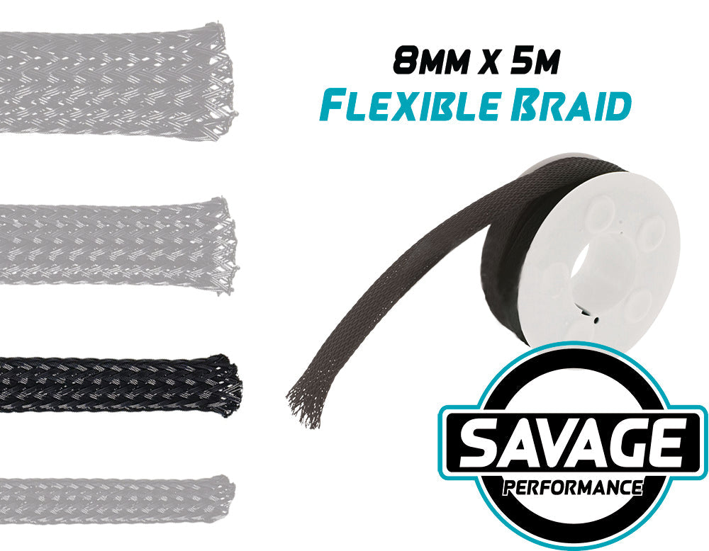 JAYLEC - 8mm x 5m Flexible Loom Braid / Expandable Sleeve