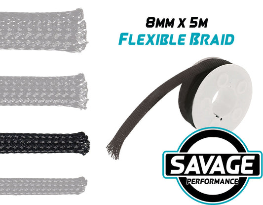 JAYLEC - 8mm x 5m Flexible Loom Braid / Expandable Sleeve