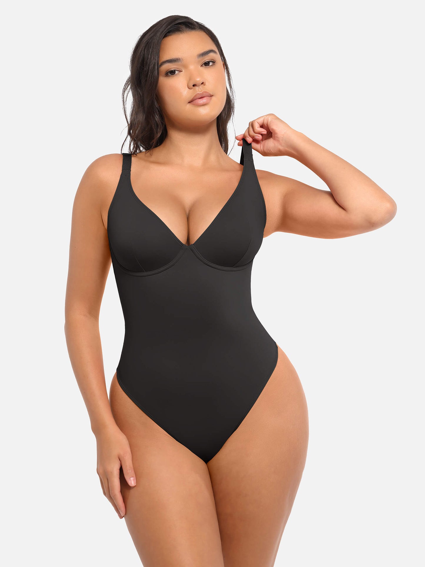 Willluxe Deep V Neck Tummy Control Shapewear Bodysuit