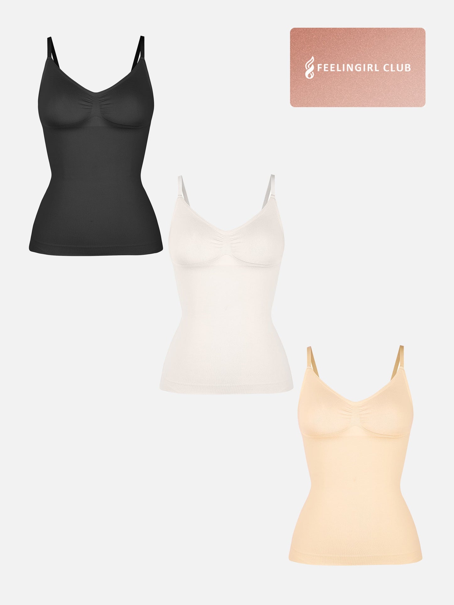 Willluxe 3-Pack Bust Support and Waist Control Shape Tank Top Bundle