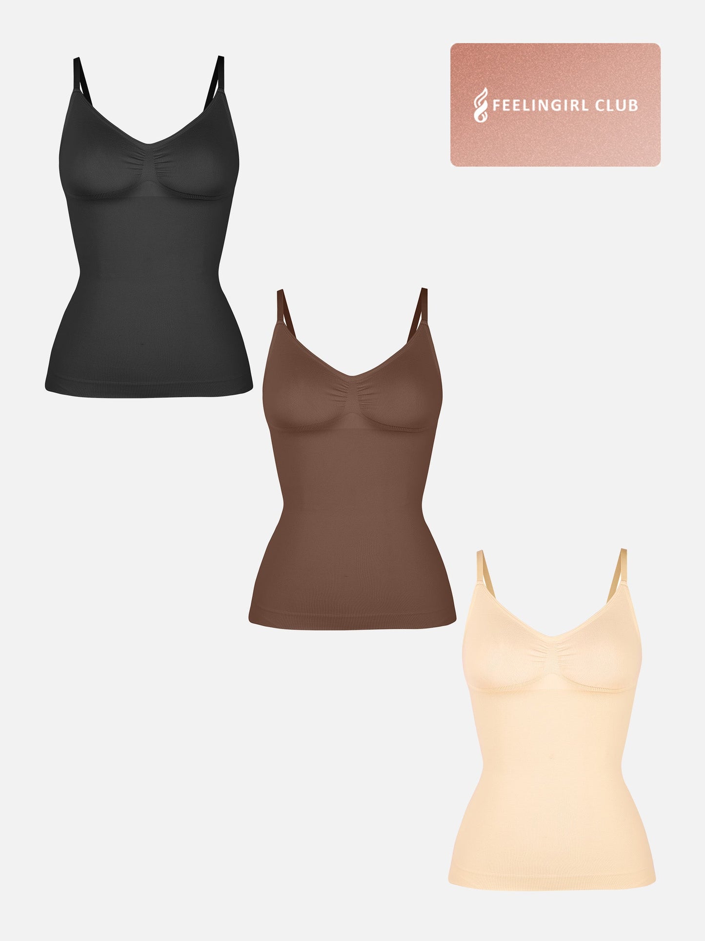 Willluxe 3-Pack Bust Support and Waist Control Shape Tank Top Bundle