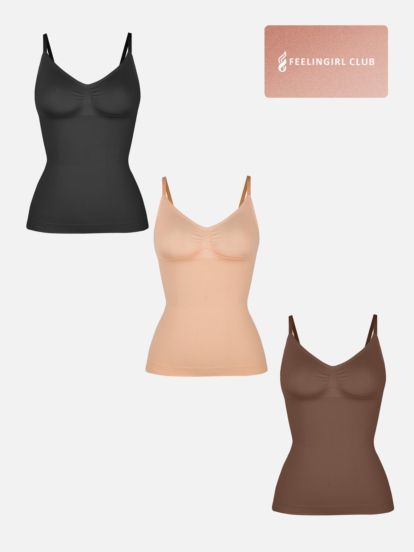 Willluxe 3-Pack Bust Support and Waist Control Shape Tank Top Bundle