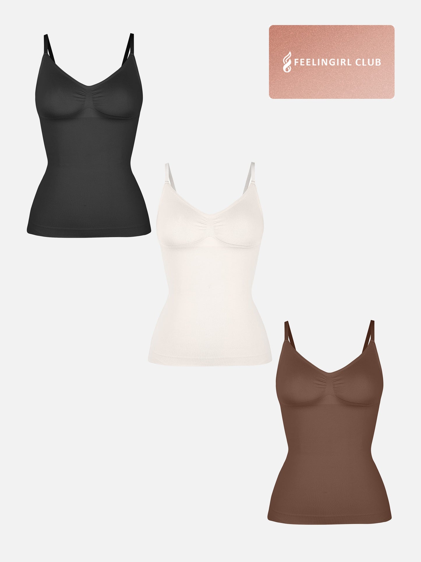 Willluxe 3-Pack Bust Support and Waist Control Shape Tank Top Bundle