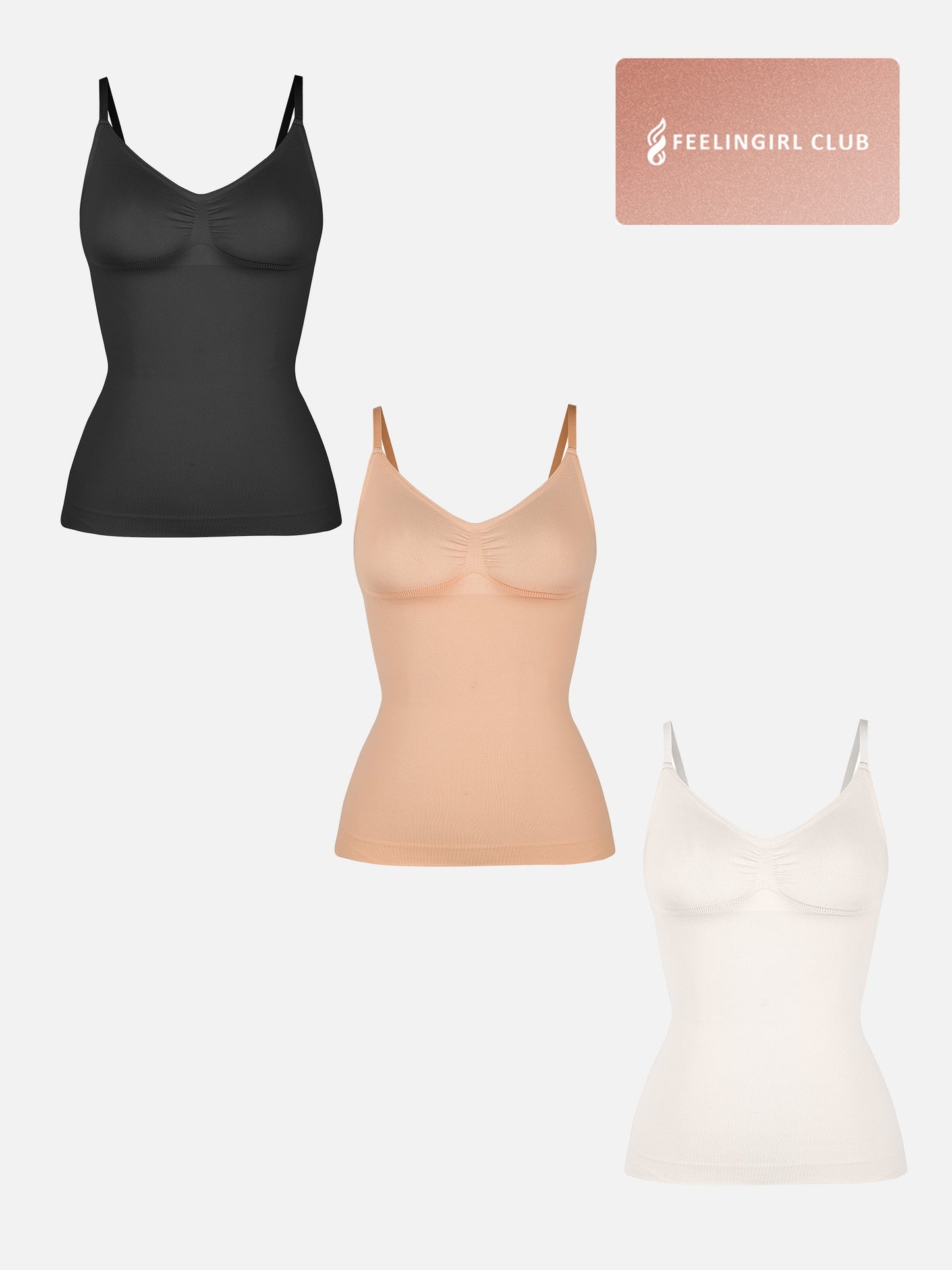 Willluxe 3-Pack Bust Support and Waist Control Shape Tank Top Bundle