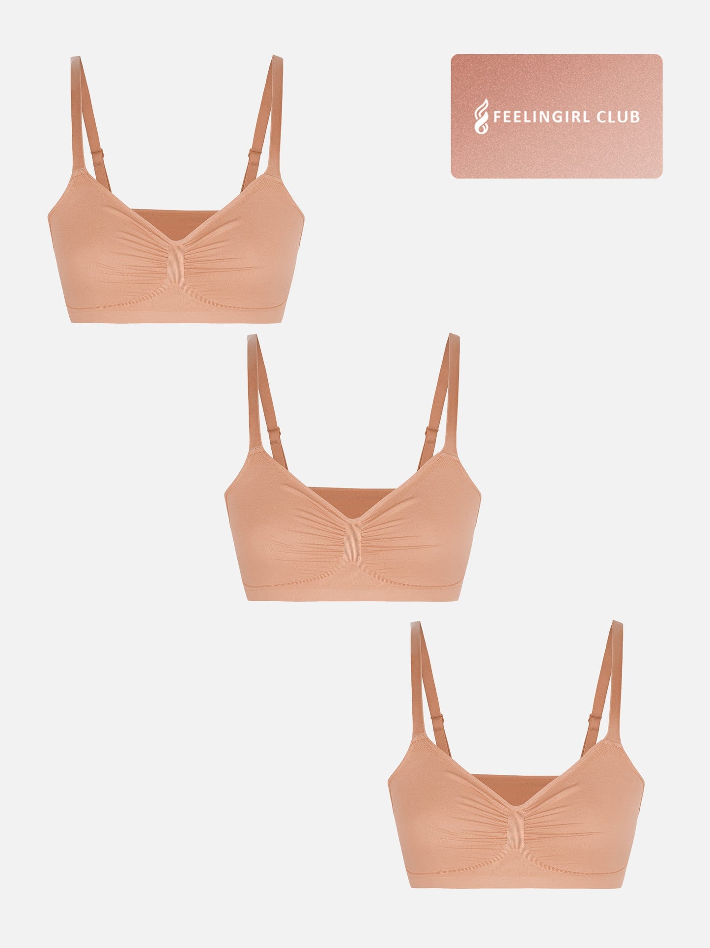 Willluxe 3-Pack Seamless Smooth Wireless Bra Bundle