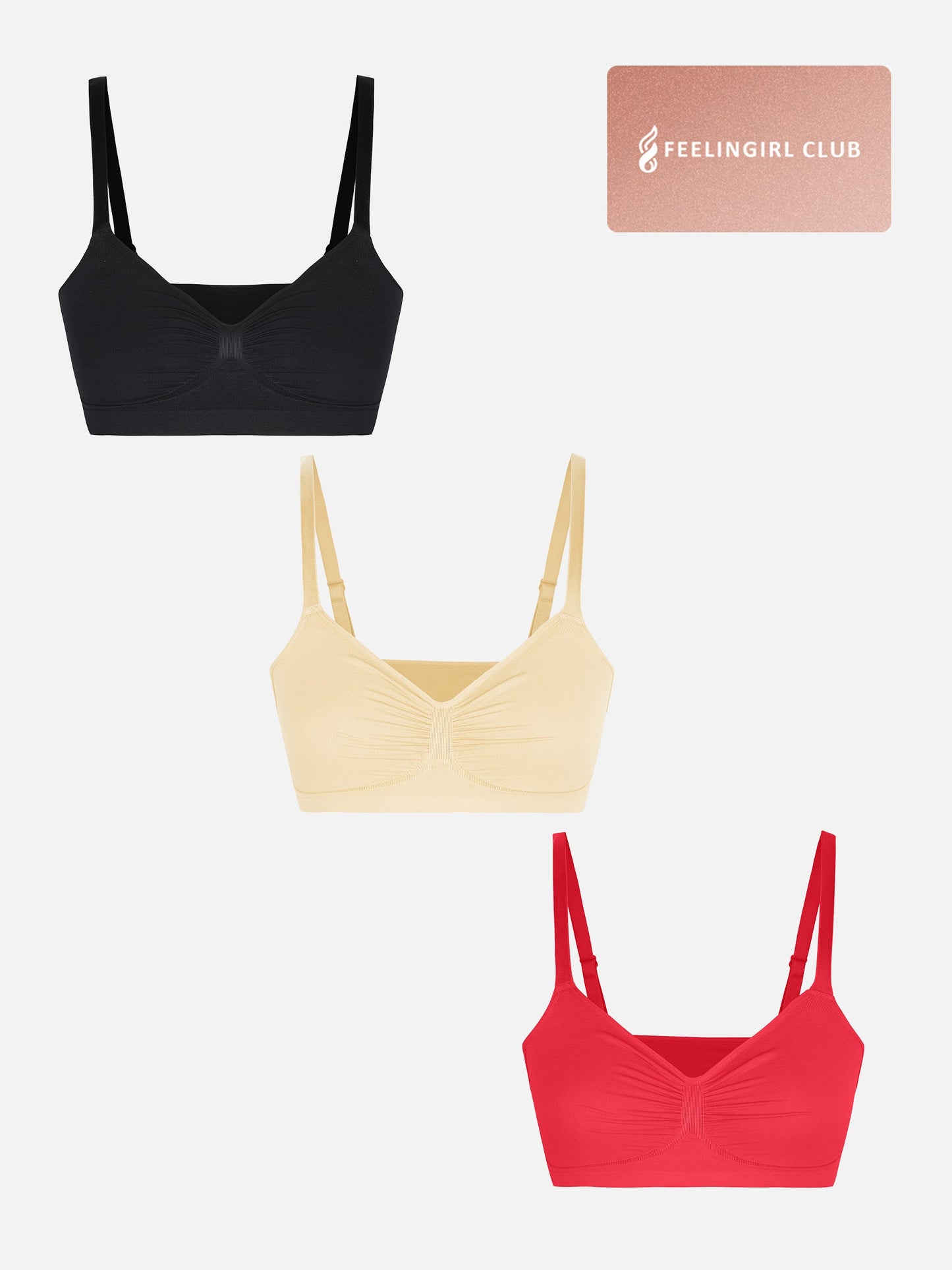 Willluxe 3-Pack Smooth Seamless Wireless Bra Bundle