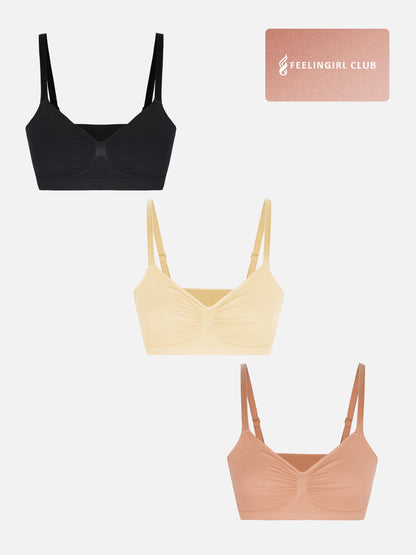 Willluxe 3-Pack Seamless Smooth Wireless Bra Bundle