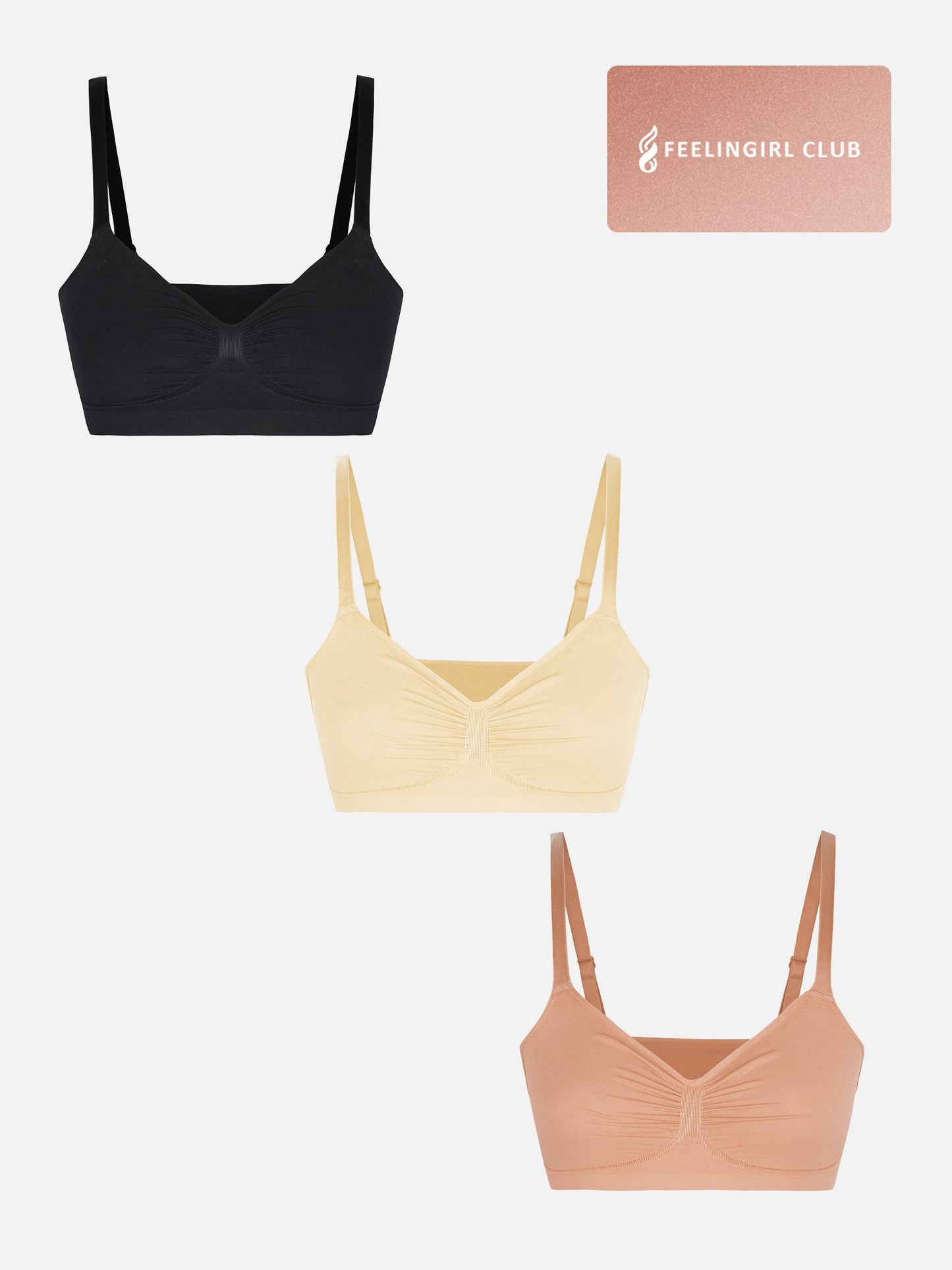 Willluxe 3-Pack Smooth Seamless Wireless Bra Bundle