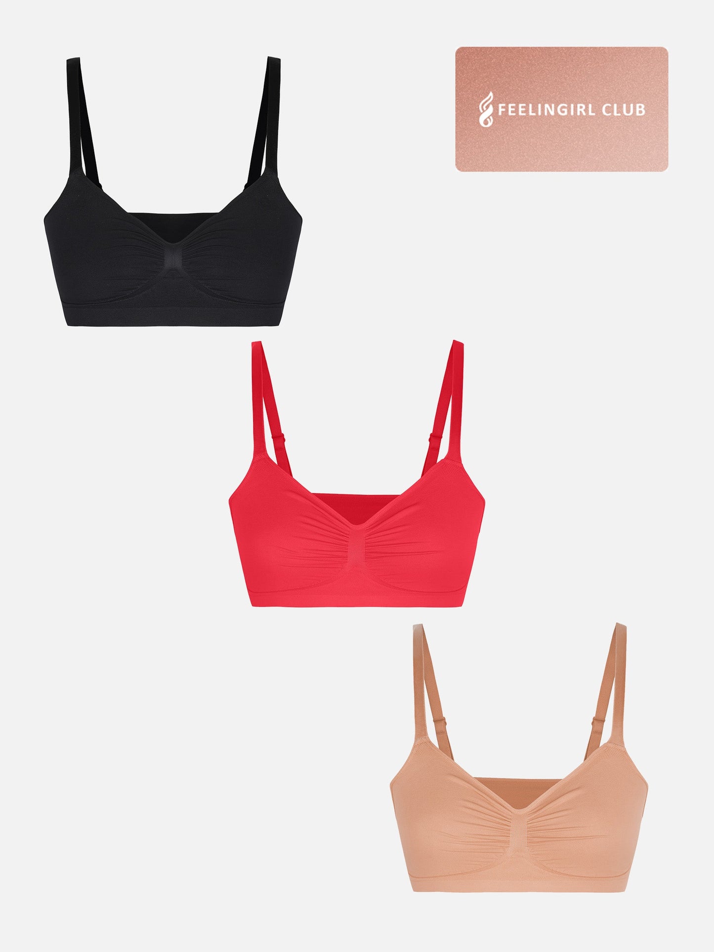 Willluxe 3-Pack Seamless Smooth Wireless Bra Bundle