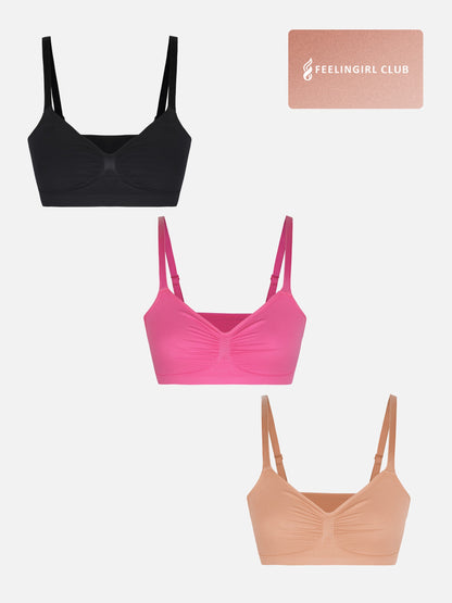 Willluxe 3-Pack Seamless Smooth Wireless Bra Bundle