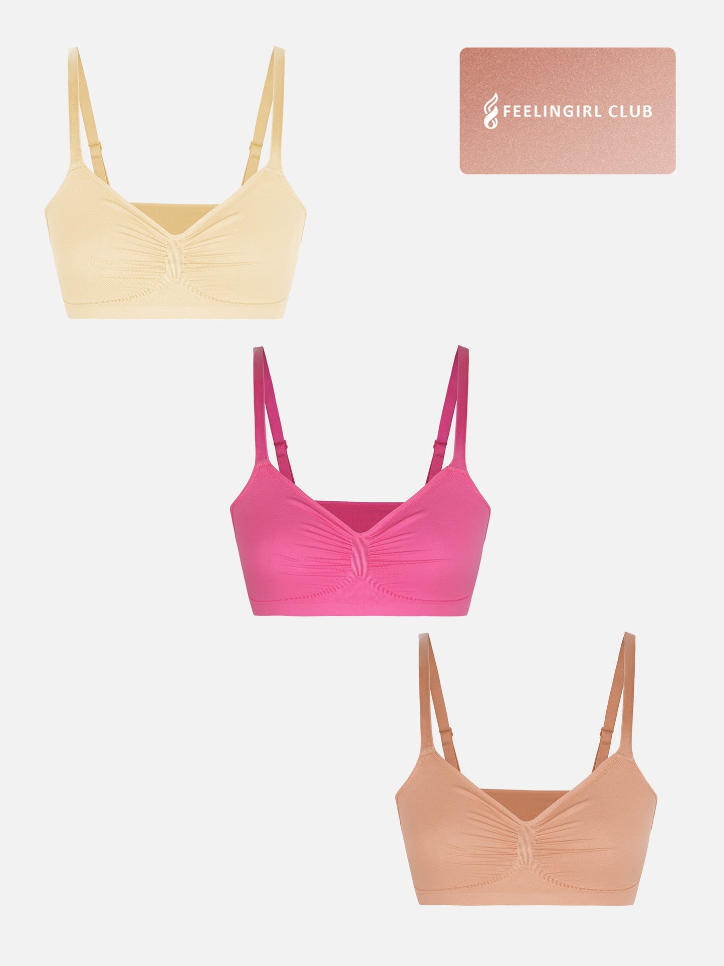 Willluxe 3-Pack Seamless Smooth Wireless Bra Bundle