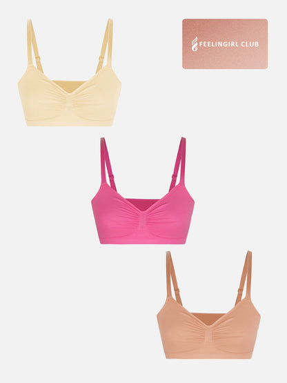 Willluxe 3-Pack Seamless Smooth Wireless Bra Bundle