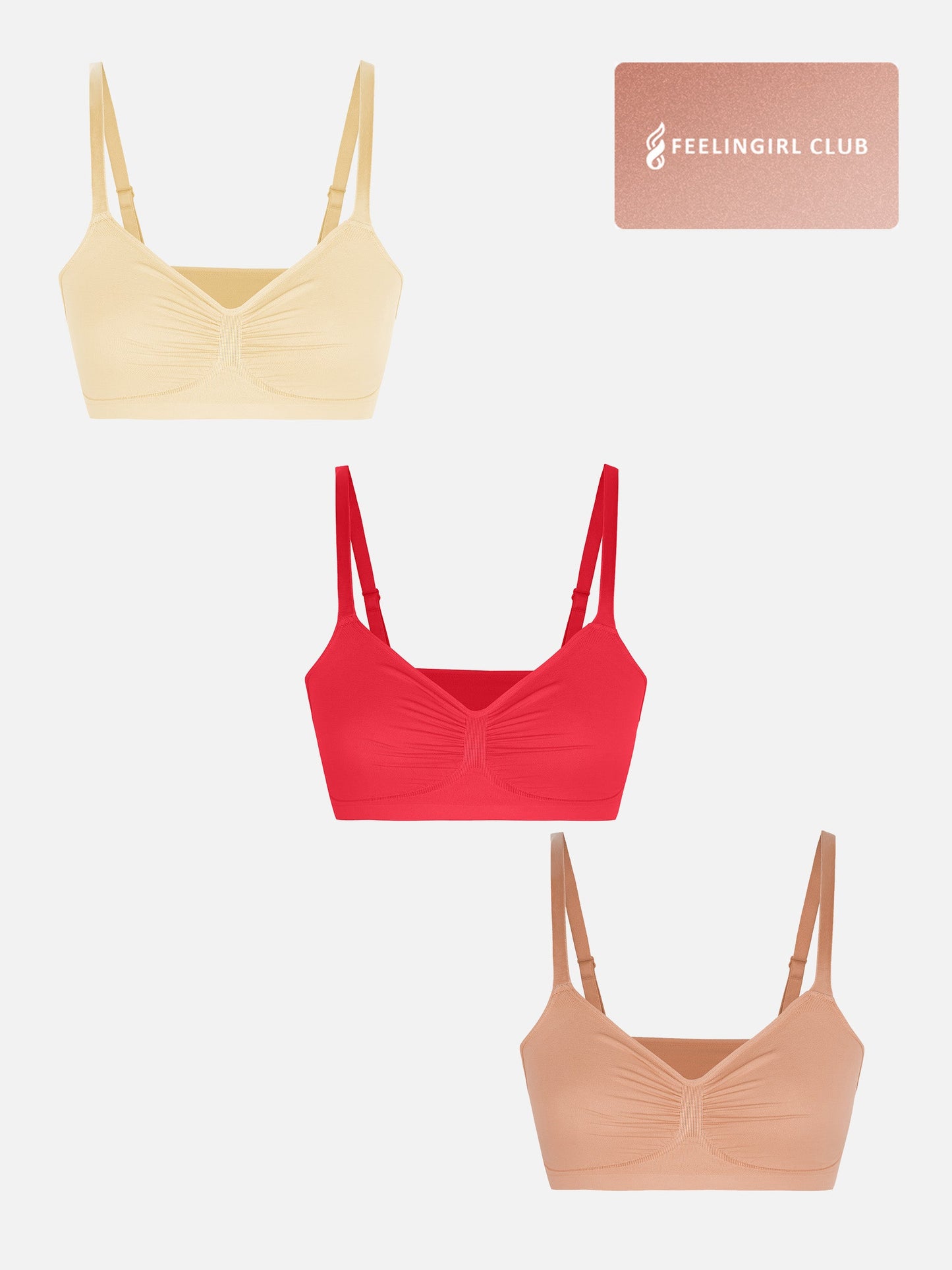 Willluxe 3-Pack Smooth Seamless Wireless Bra Bundle