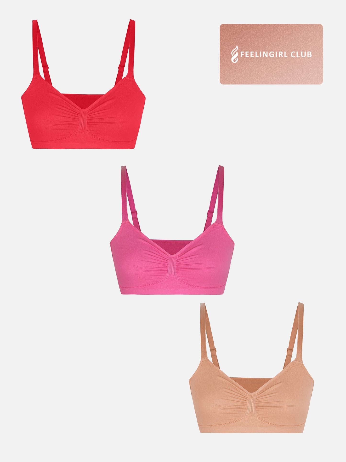 Willluxe 3-Pack Smooth Seamless Wireless Bra Bundle