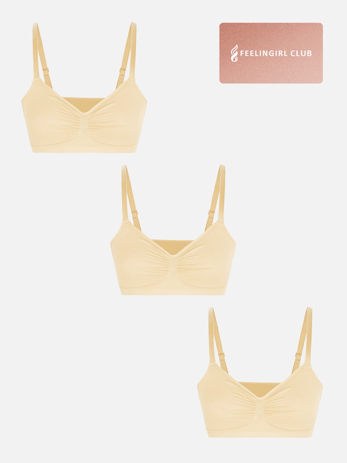 Willluxe 3-Pack Smooth Seamless Wireless Bra Bundle