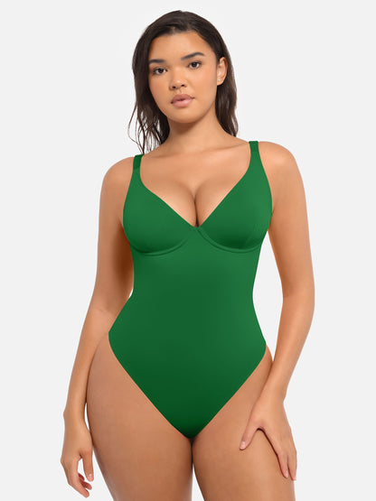 Willluxe Deep V Neck Tummy Control Shapewear Bodysuit
