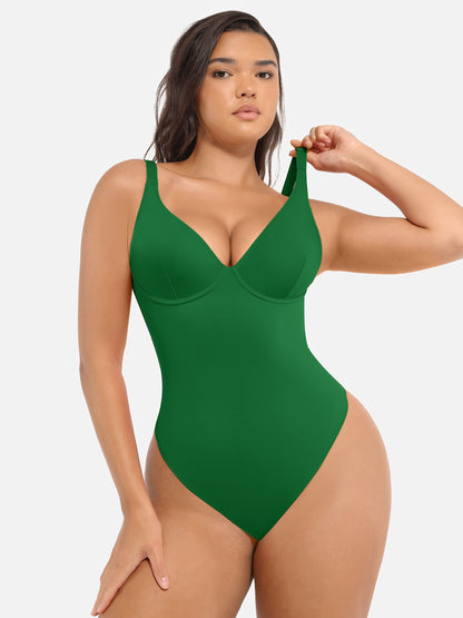 Willluxe Deep V Neck Tummy Control Shapewear Bodysuit