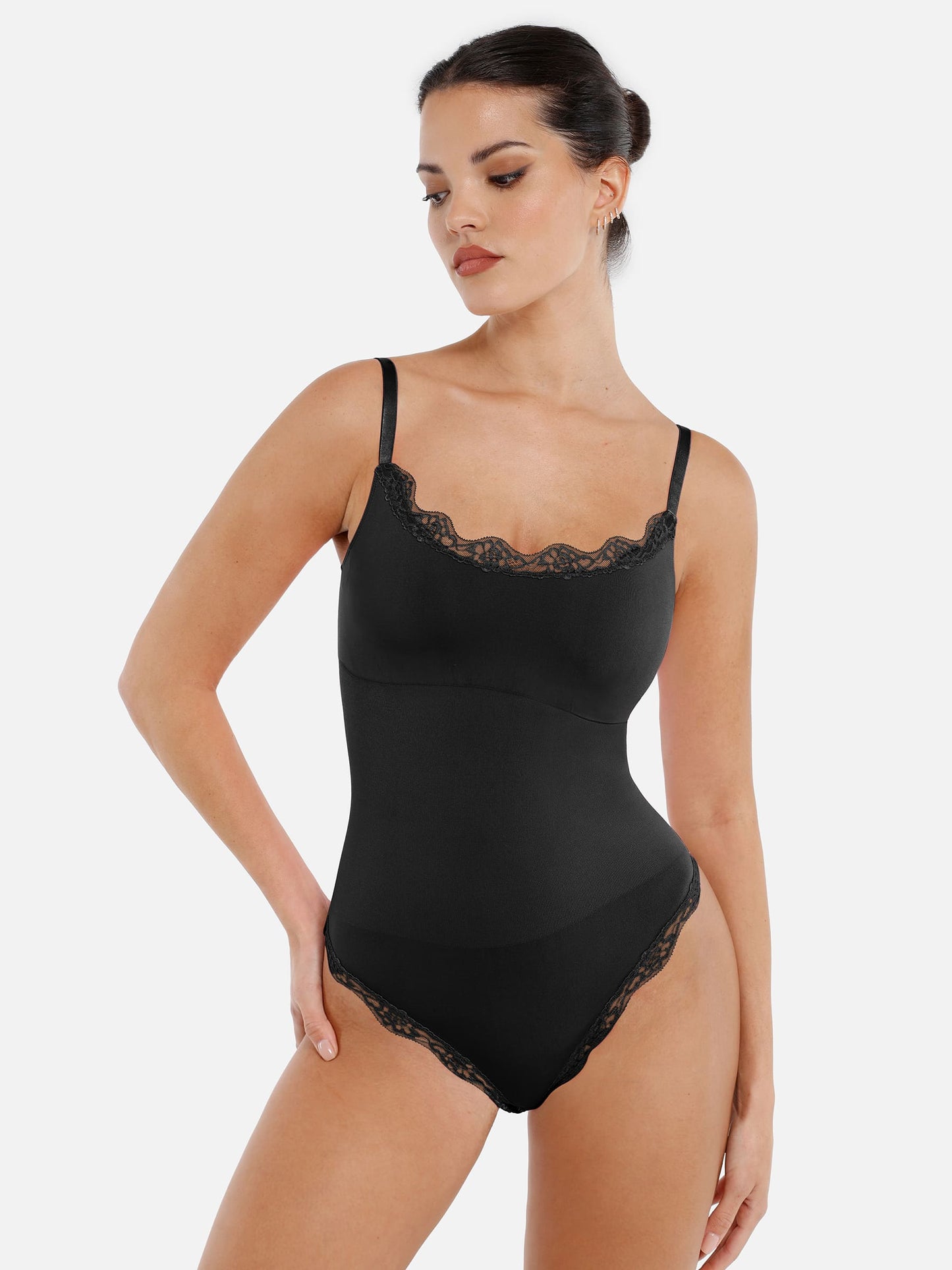 Willluxe Lace Tight-Fit Seamless Thong Shapewear Bodysuit