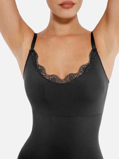 Willluxe Lace Tight-Fit Seamless Thong Shapewear Bodysuit