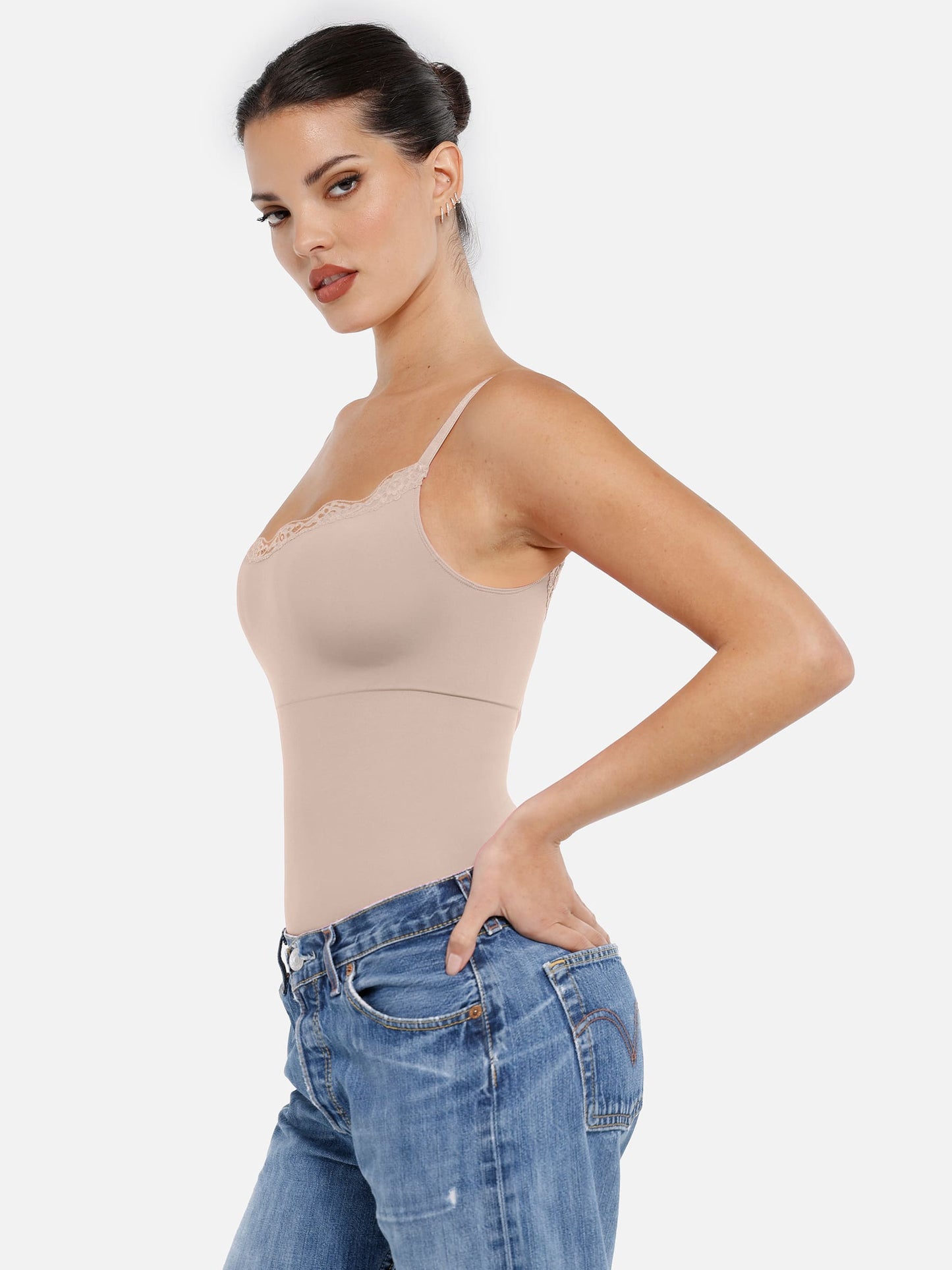 Willluxe Lace Tight-Fit Seamless Thong Shapewear Bodysuit