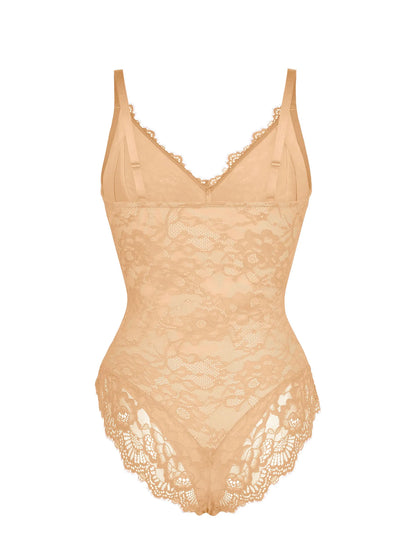 Willluxe Lace V Neck Full Thong Bodysuit