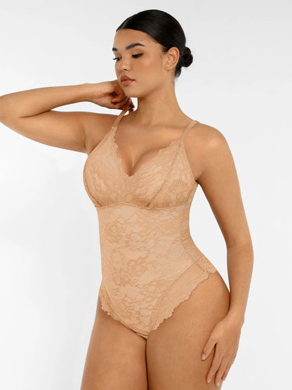 Willluxe Lace V Neck Full Bodysuit