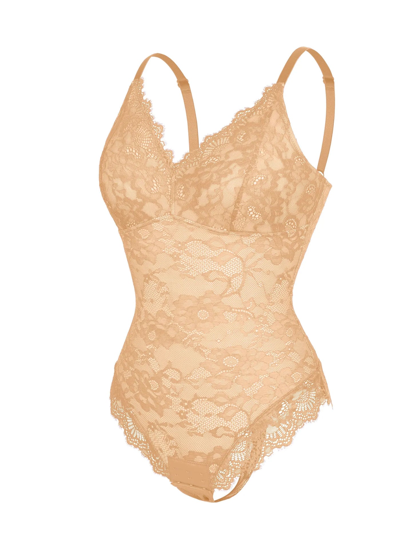 Willluxe Lace V Neck Full Thong Bodysuit