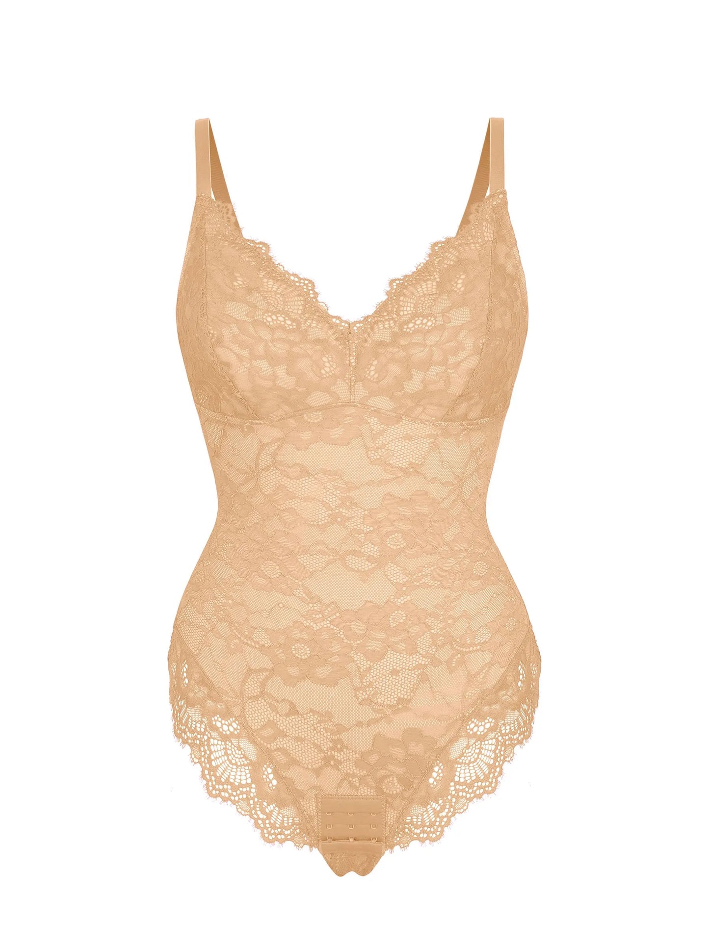 Willluxe Lace V Neck Full Thong Bodysuit