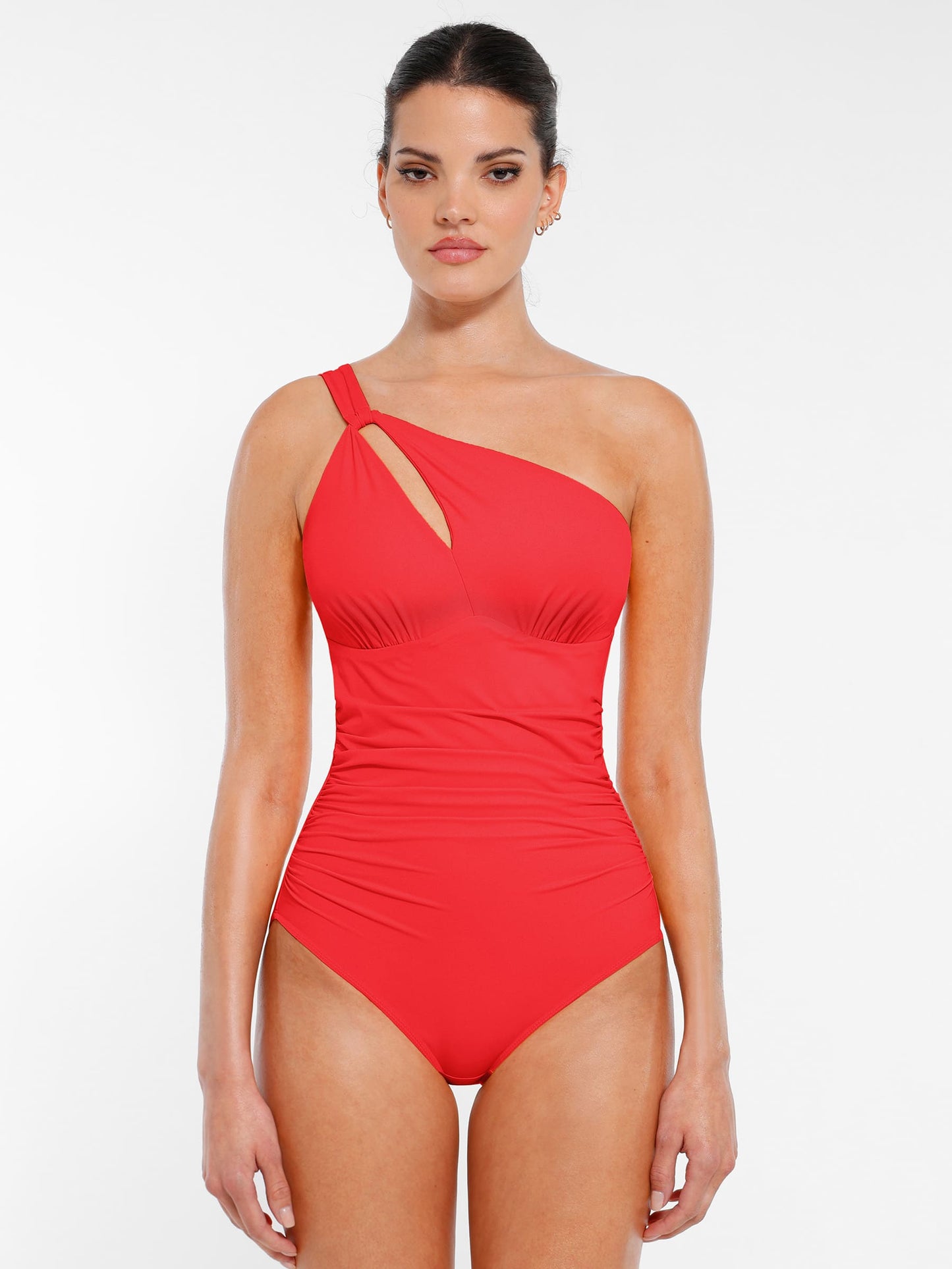 Willluxe One-Shoulder Hollow-Out Tummy Control Swimsuit