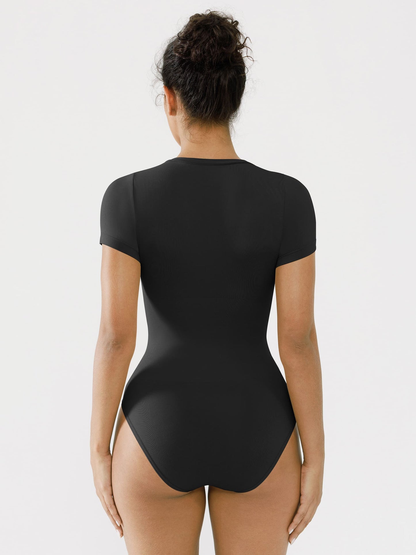 Willluxe Seamless Bodysuit Smooth Soft Fabric Crew Neck Short Sleeve