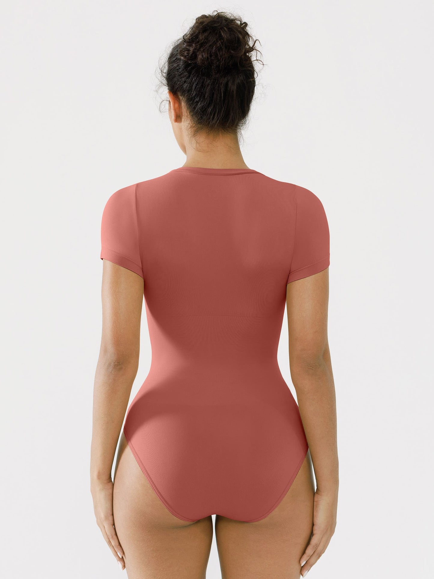 Willluxe Seamless Bodysuit Smooth Soft Fabric Crew Neck Short Sleeve